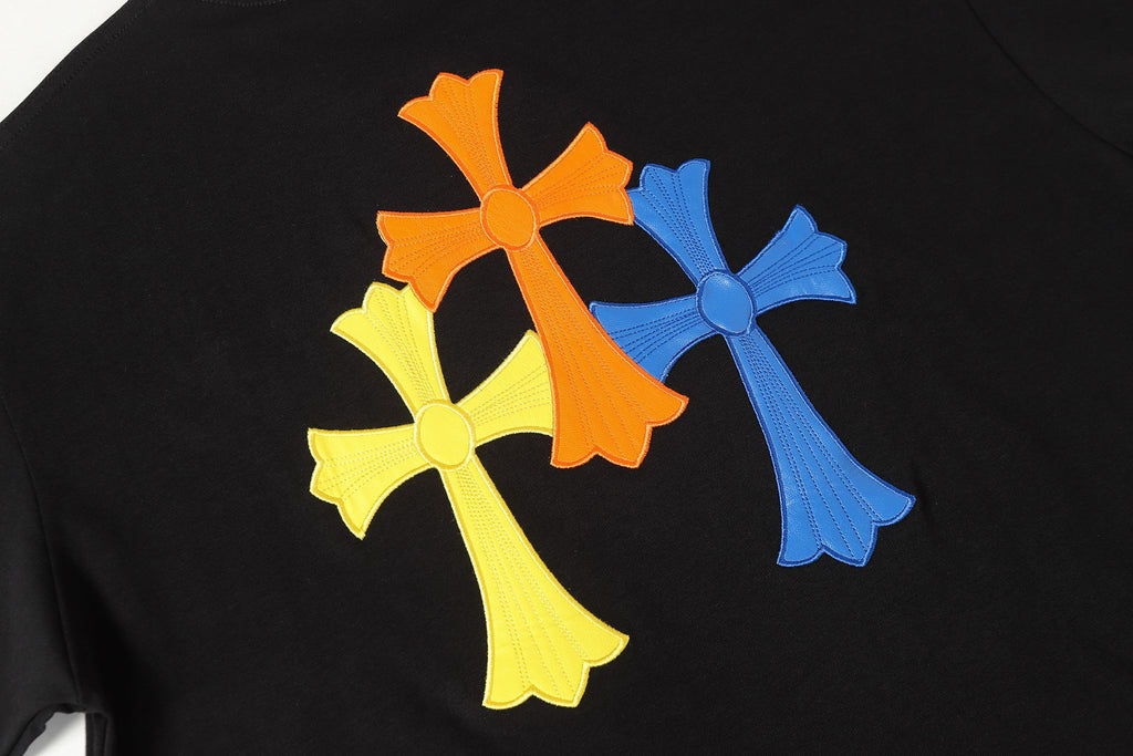 Multi Color Leather Triple Cross F You Black T-Shirt™