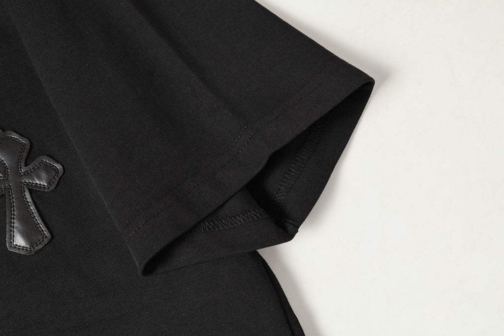 Black Leather Cross Brand Collab Black T-Shirt™