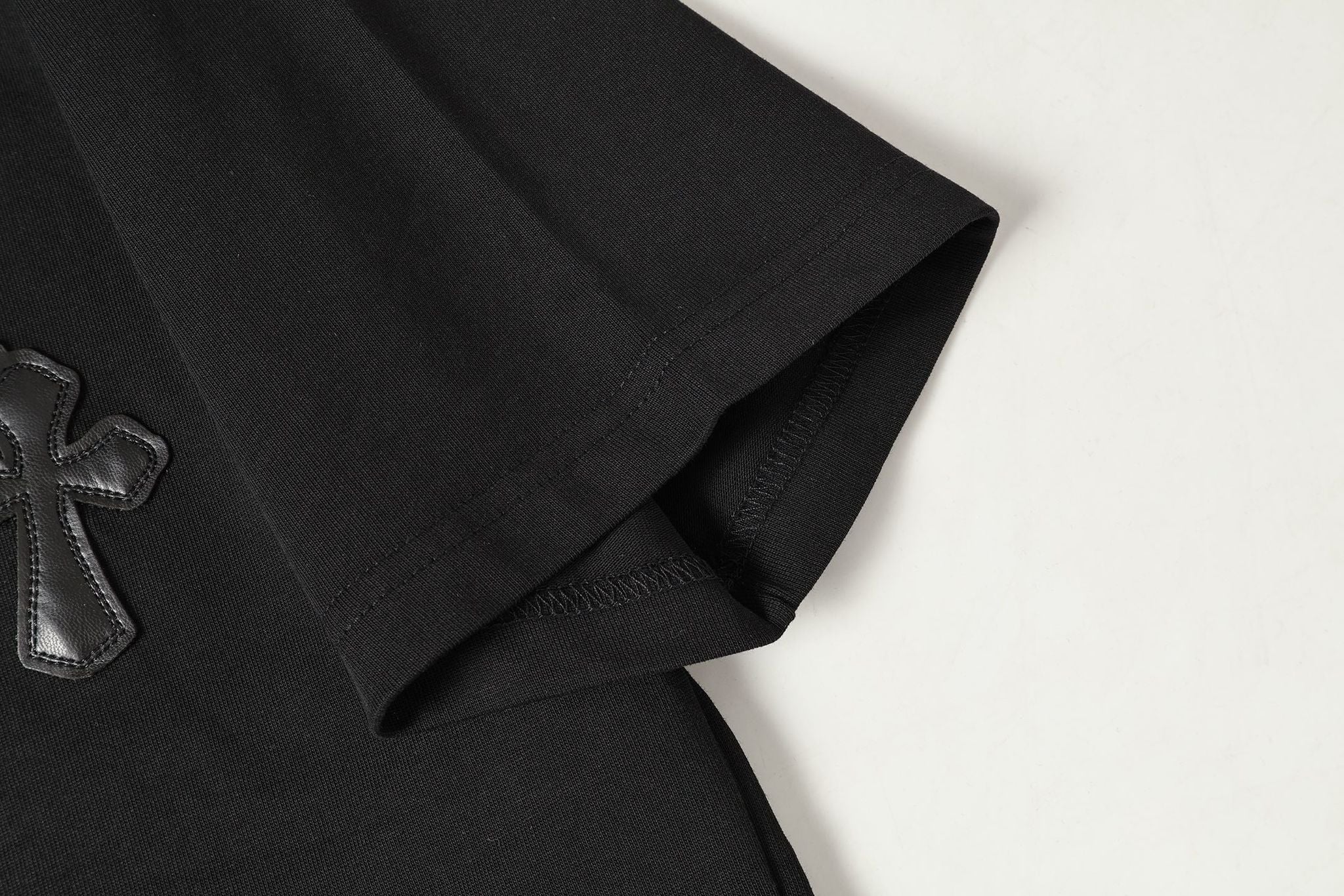 Black Leather Cross Brand Collab Black T-Shirt™