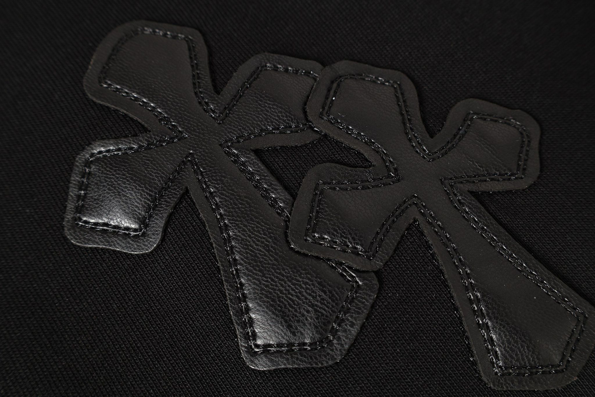 Black Leather Cross Brand Collab Black T-Shirt™