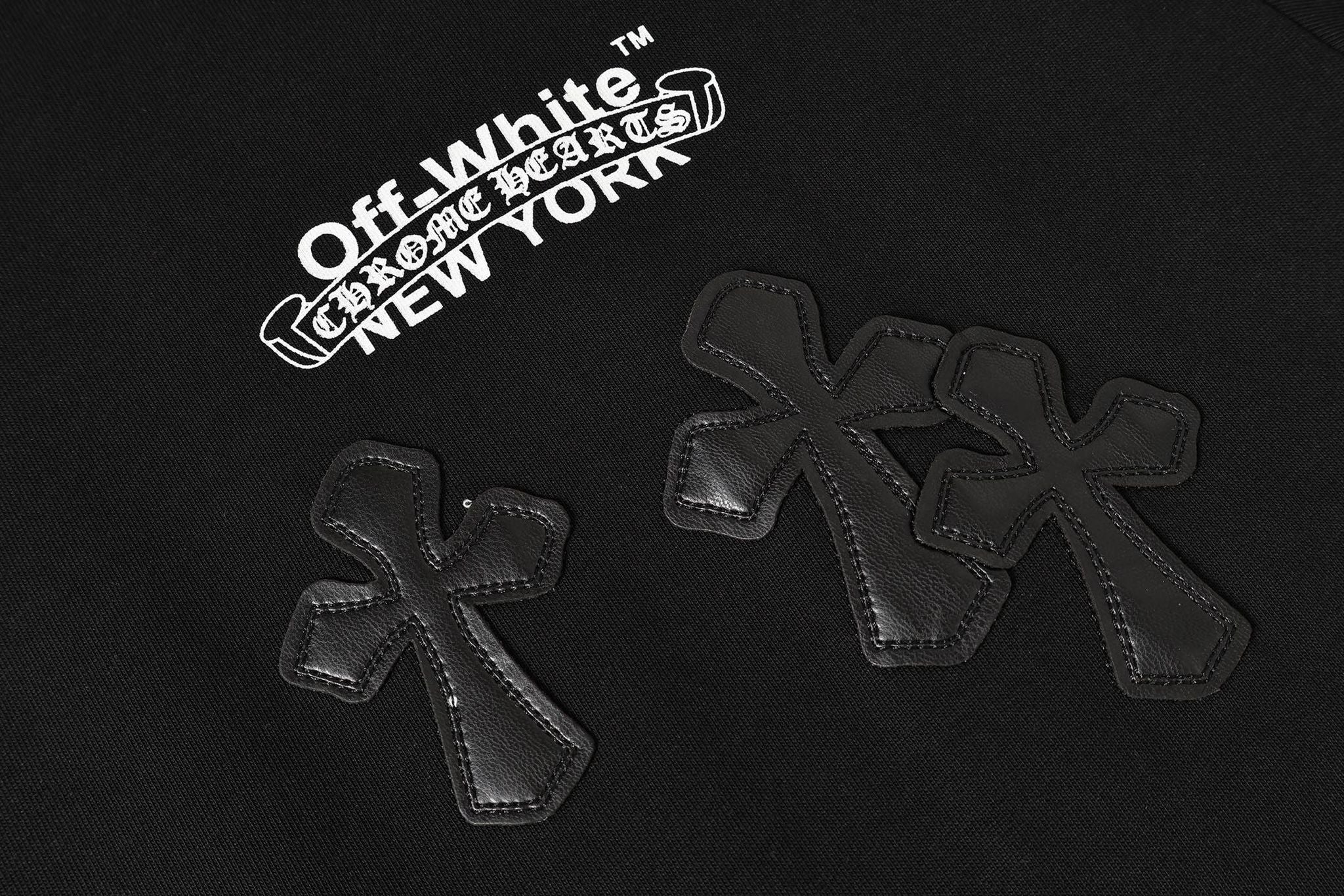 Black Leather Cross Brand Collab Black T-Shirt™