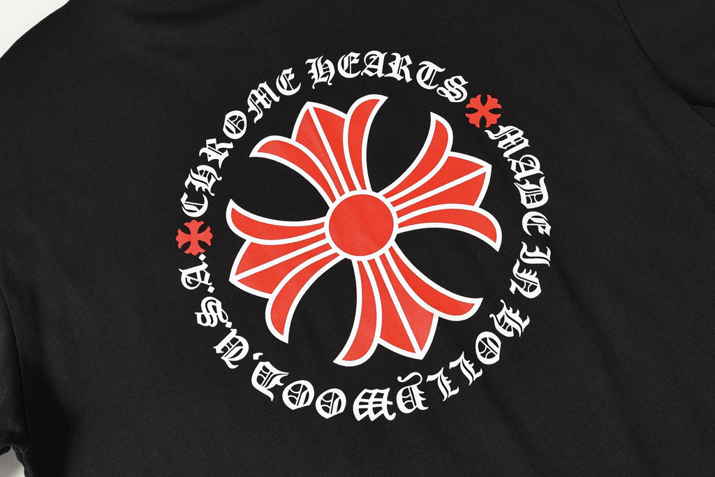 Red Flower Cross Black T-Shirt™