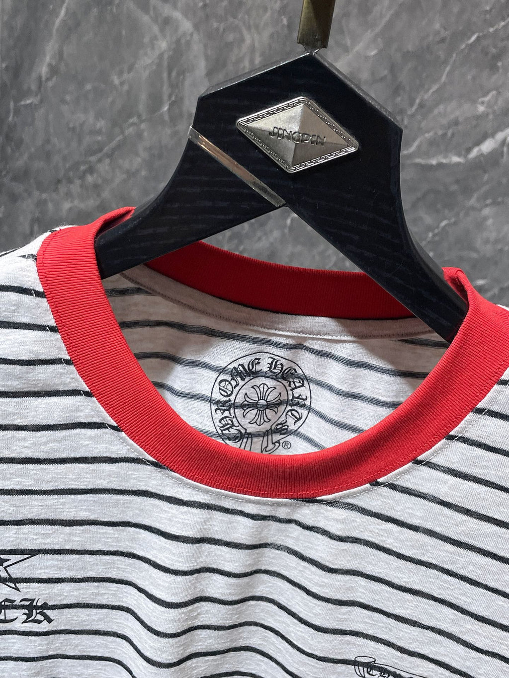 Red Collar Grey Striped Long Sleeve™