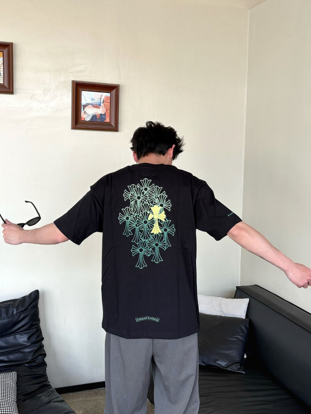 Green Crosses Black Pocket T-Shirt™