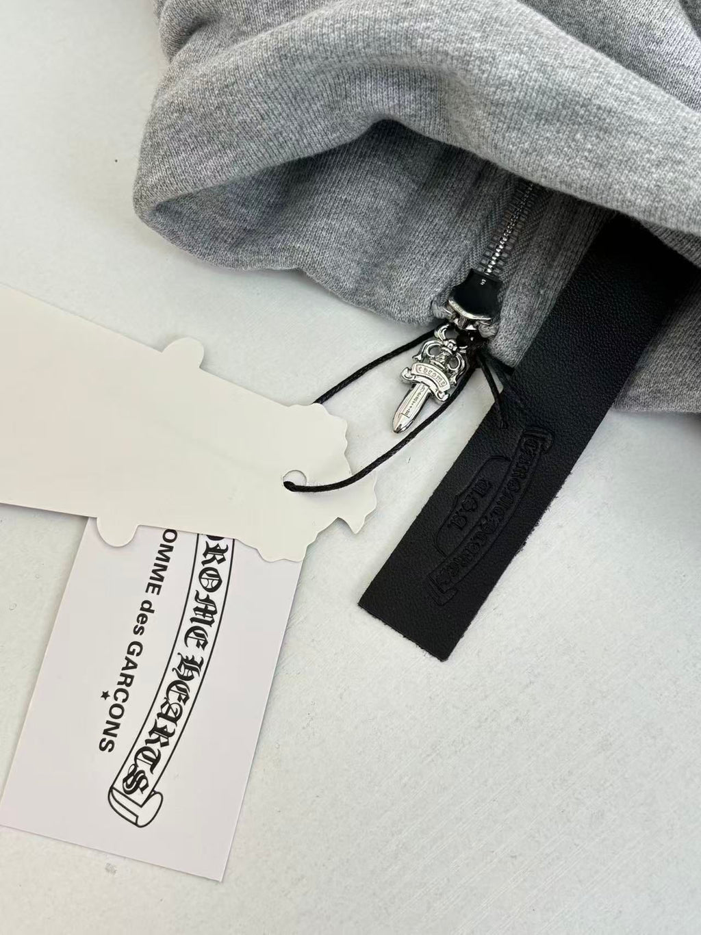 Black Leather Triple Cross Grey Quarter Zip Sweater™