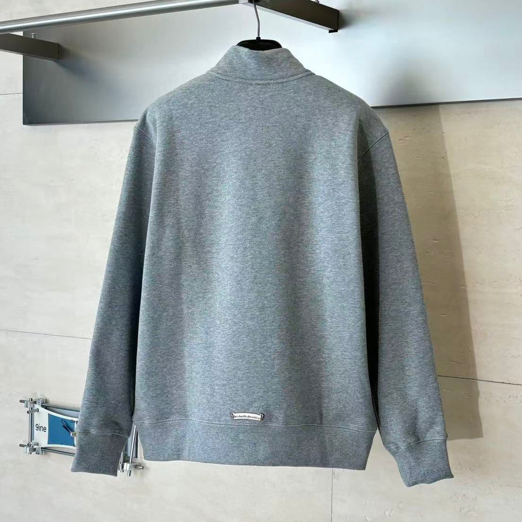 Black Leather Triple Cross Grey Quarter Zip Sweater™