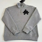 Black Leather Triple Cross Grey Quarter Zip Sweater™