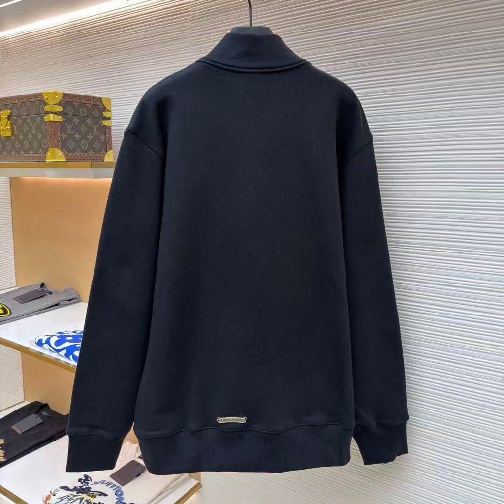 Black Leather Triple Cross Black Quarter Zip Sweater™