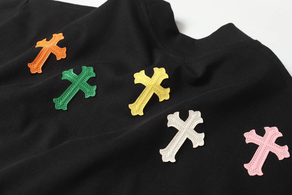 Colored Leather Crosses CH Logo Black T-Shirt™