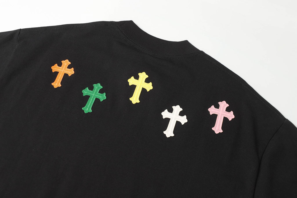 Colored Leather Crosses CH Logo Black T-Shirt™