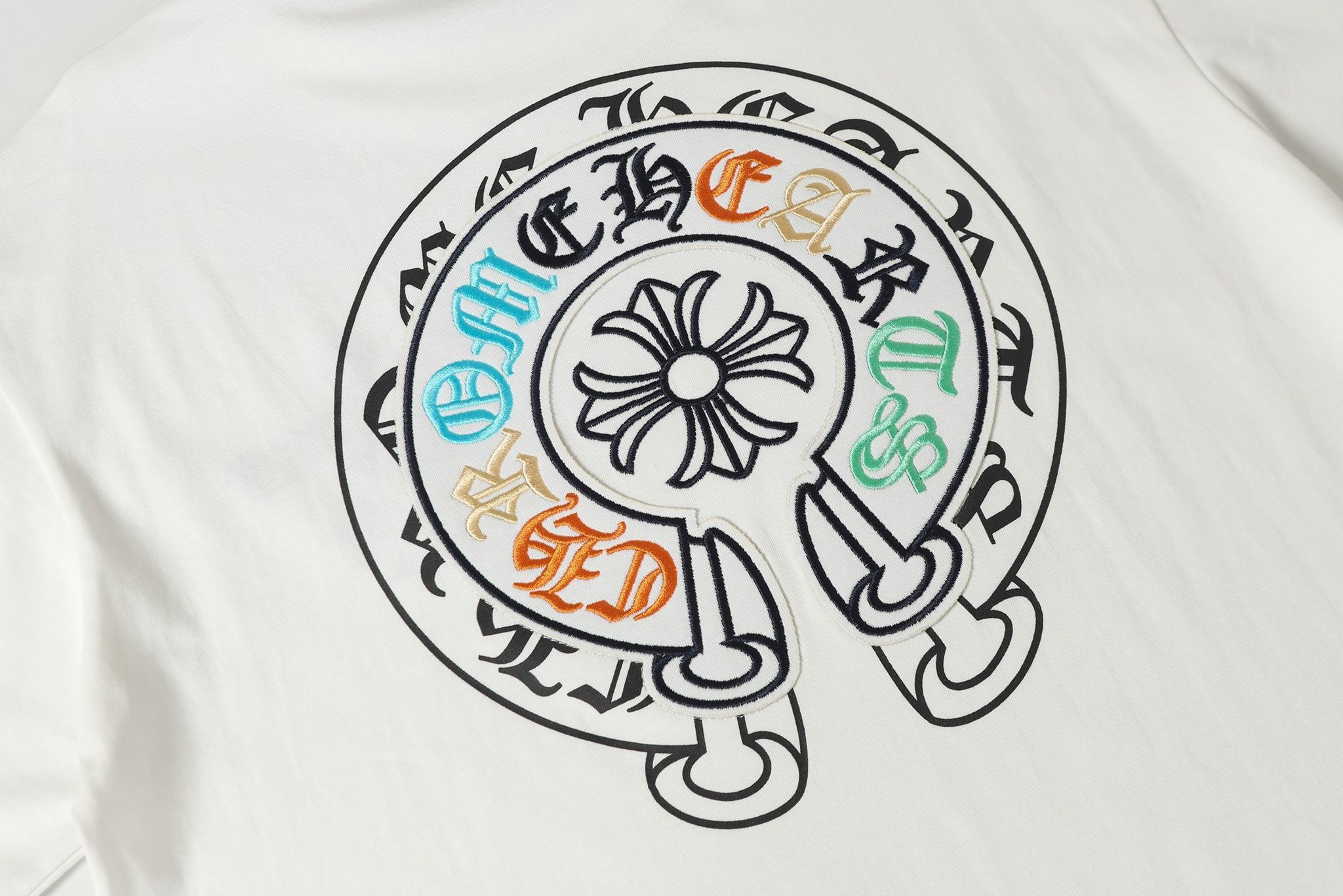 Colored Letters Horse Shoe Logo White T-Shirt™