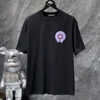 Pink & Blue Horse Shoe Logo Black T-Shirt™