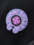 Pink & Blue Horse Shoe Logo Black T-Shirt™