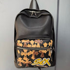 Desert Camo Cross Black Leather Backpack™