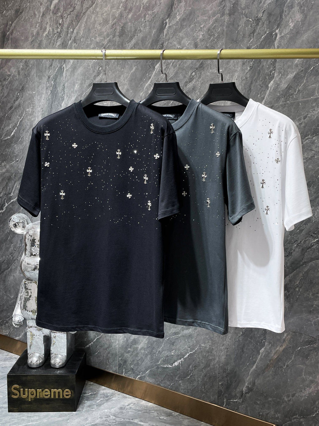 Rhinestones & Crosses Grey T-Shirt™