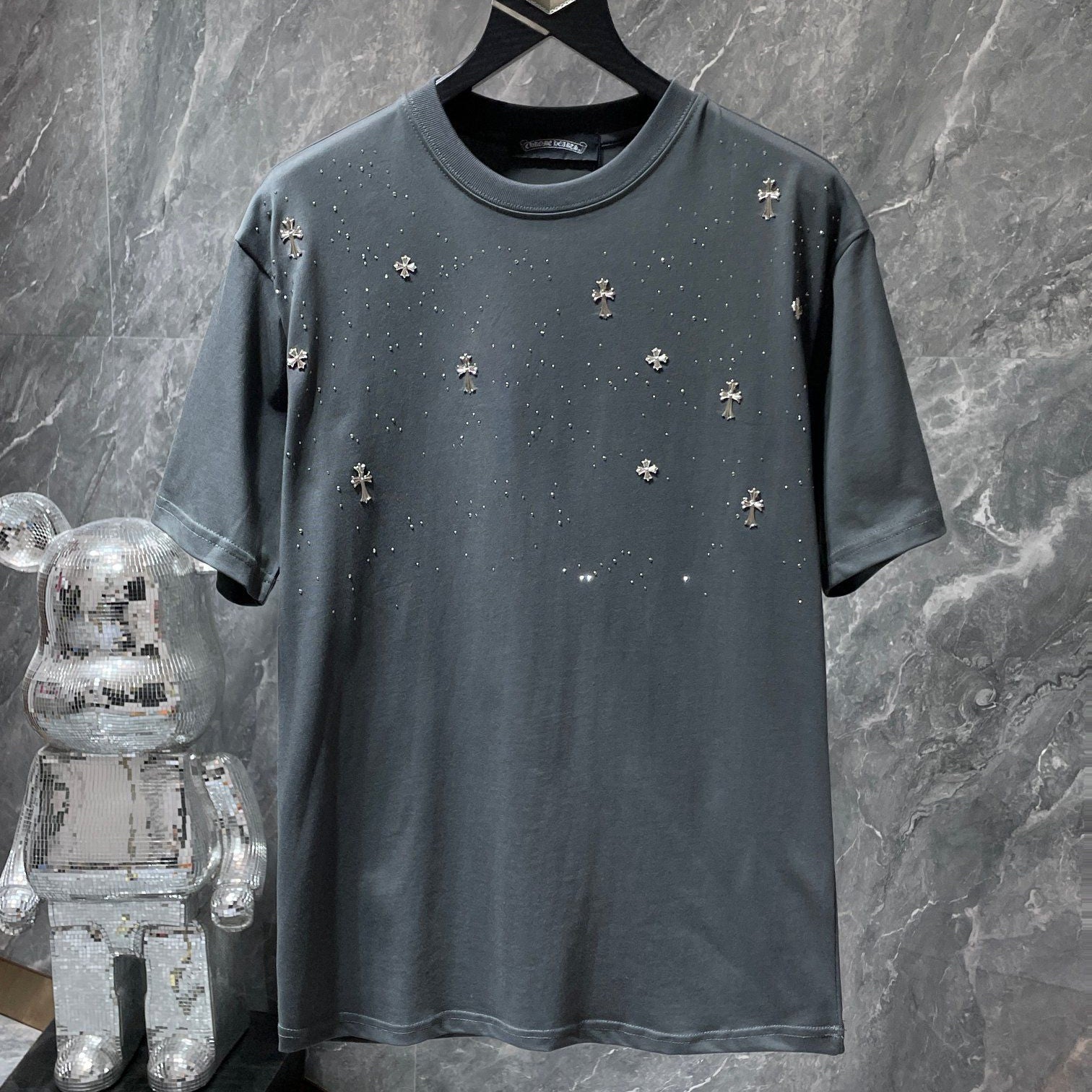 Rhinestones & Crosses Grey T-Shirt™