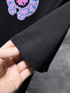 Pink & Blue Horse Shoe Logo Black T-Shirt™