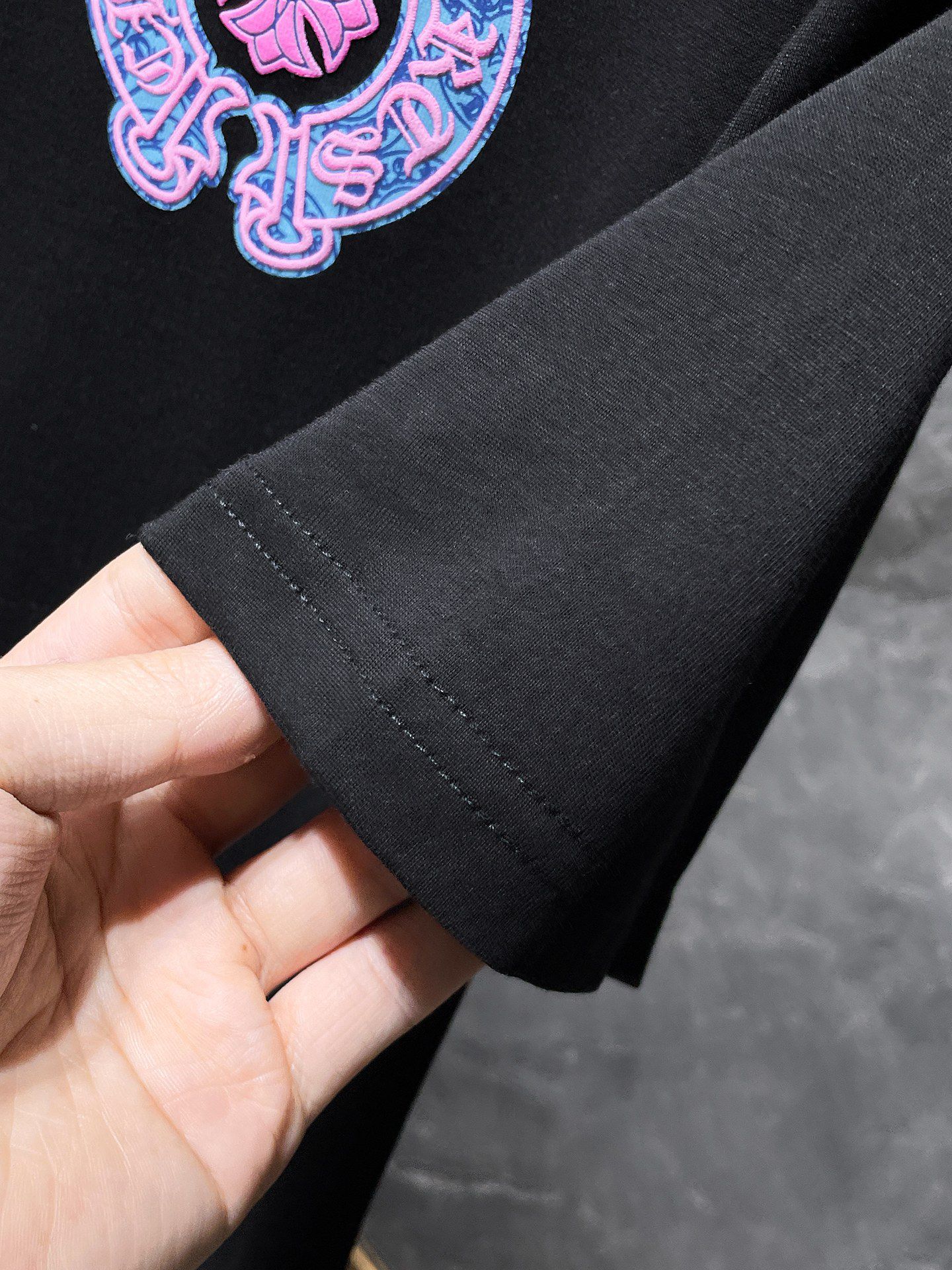 Pink & Blue Horse Shoe Logo Black T-Shirt™
