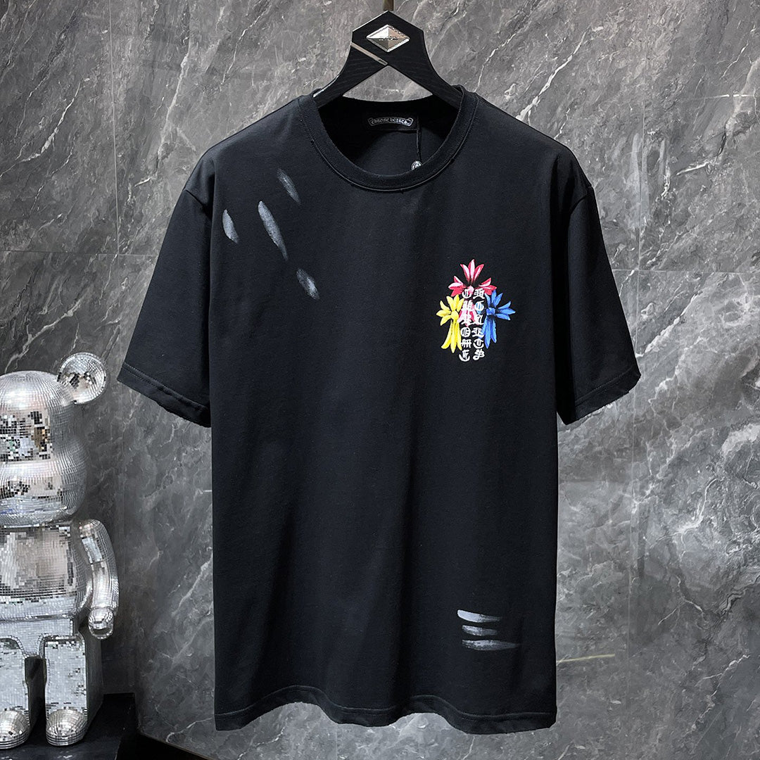 Multicolor Flower Crosses Black T-Shirt™