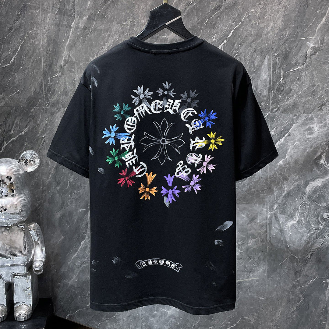 Multicolor Flower Crosses Black T-Shirt™