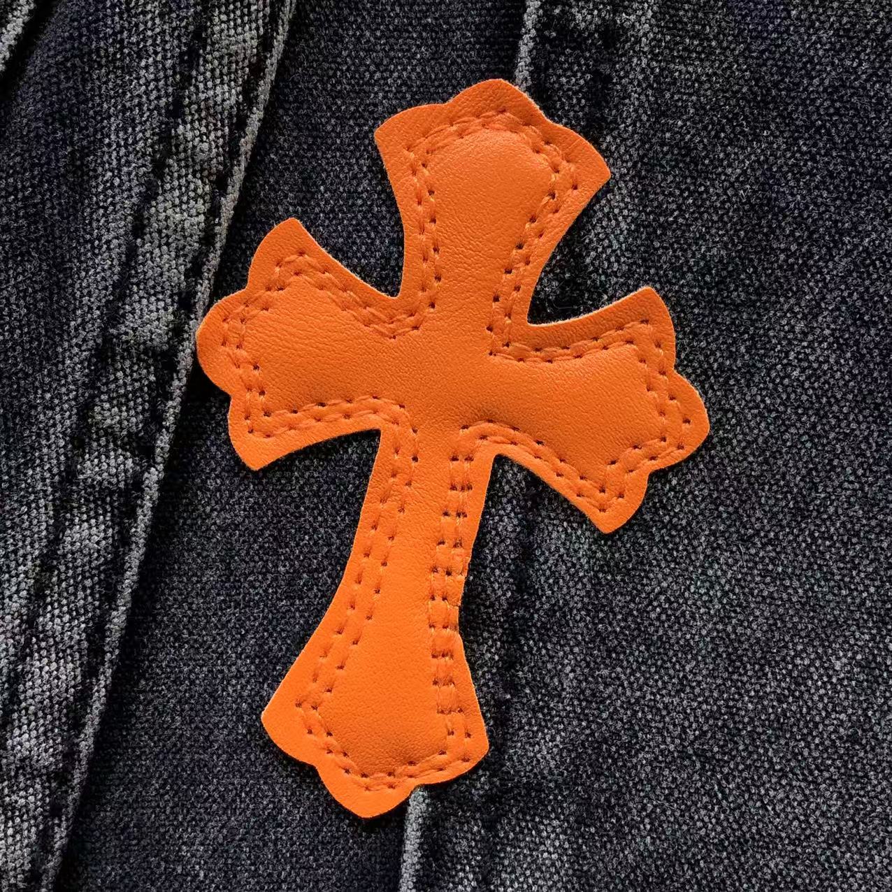 Orange Cross Patch Art Black Jeans™