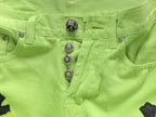 Green & Black Cross Patch Lime Green Jeans™