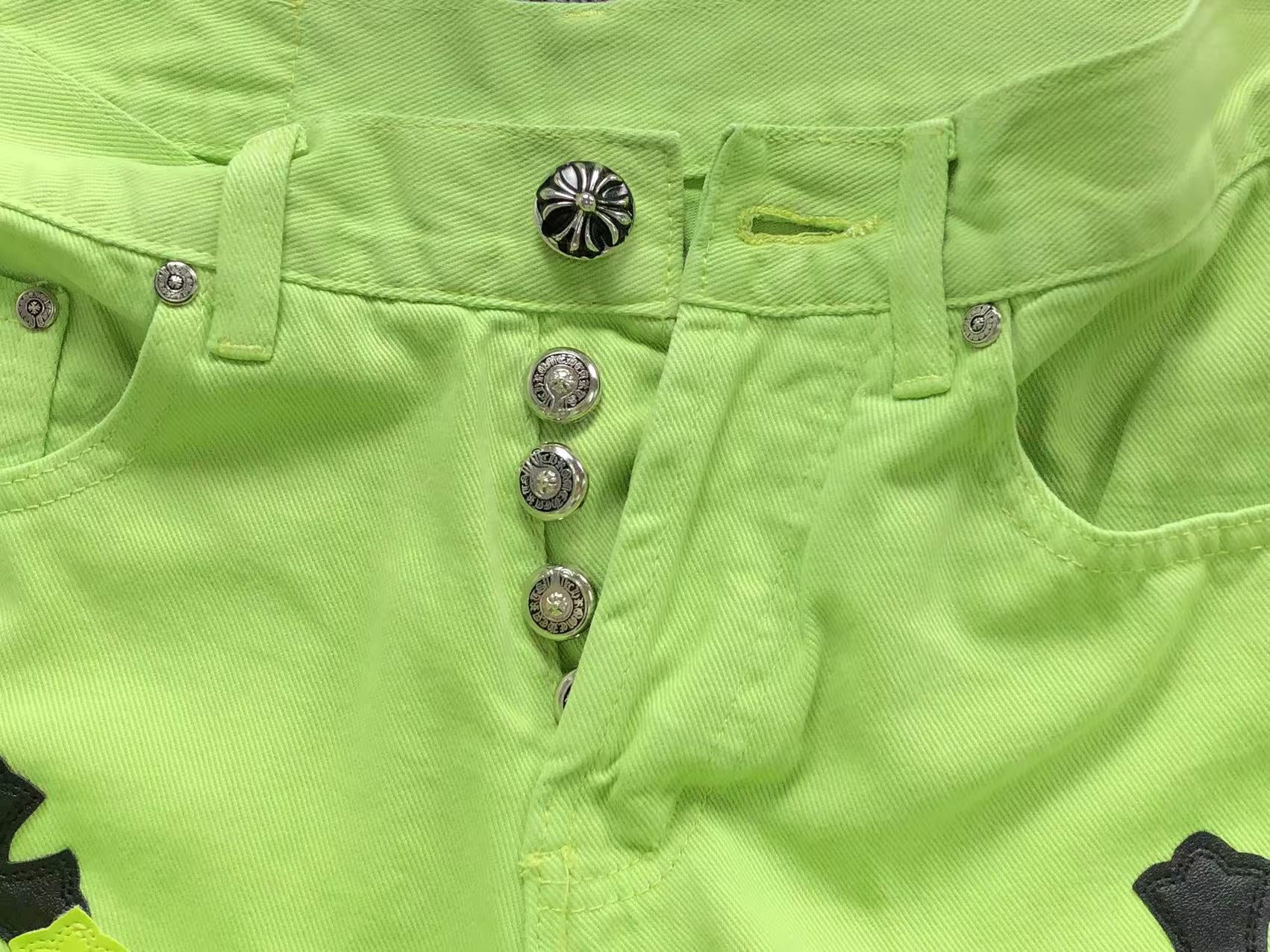 Green & Black Cross Patch Lime Green Jeans™