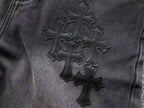 Black Leather Cross Patch Black Baggy Jeans™