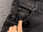 Black Cross Patch Dark Grey Denim Jeans™
