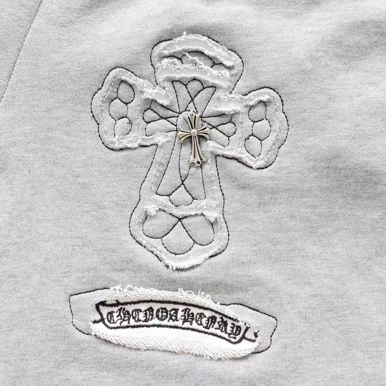 Torn Fabric Cross Grey Sweatshorts™