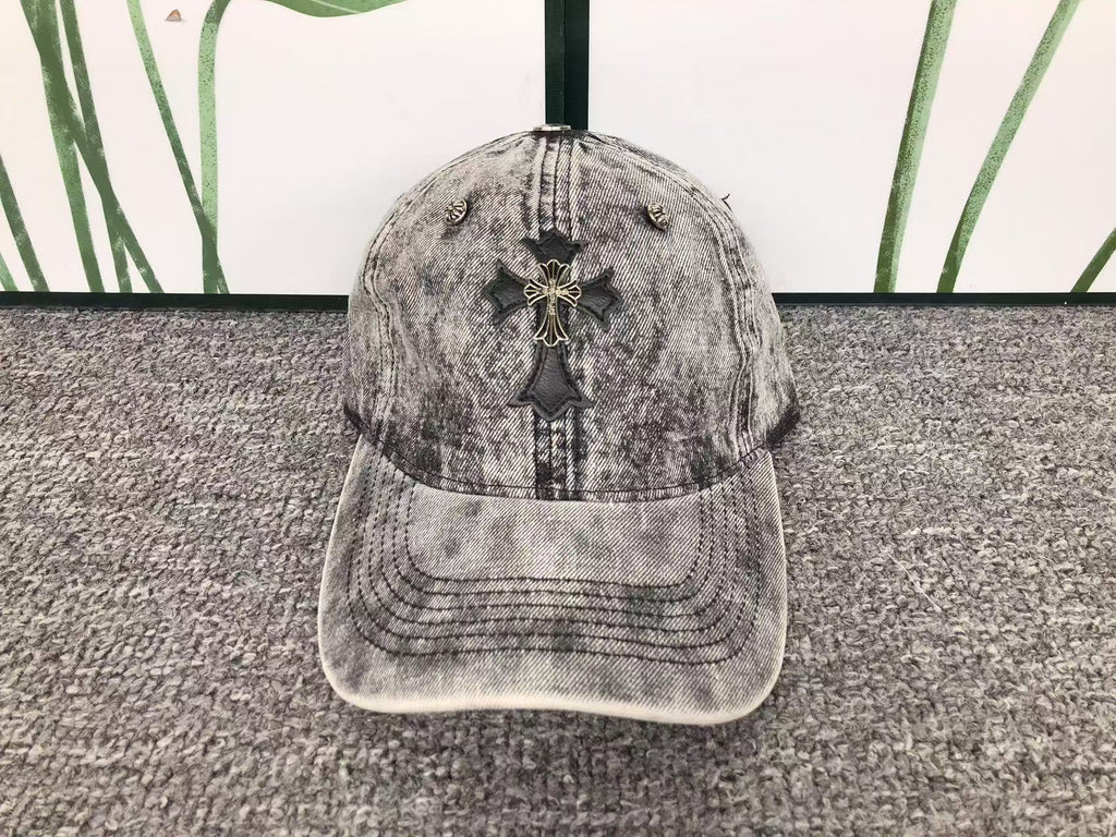 Leather & Metallic Cross Denim Baseball Cap™