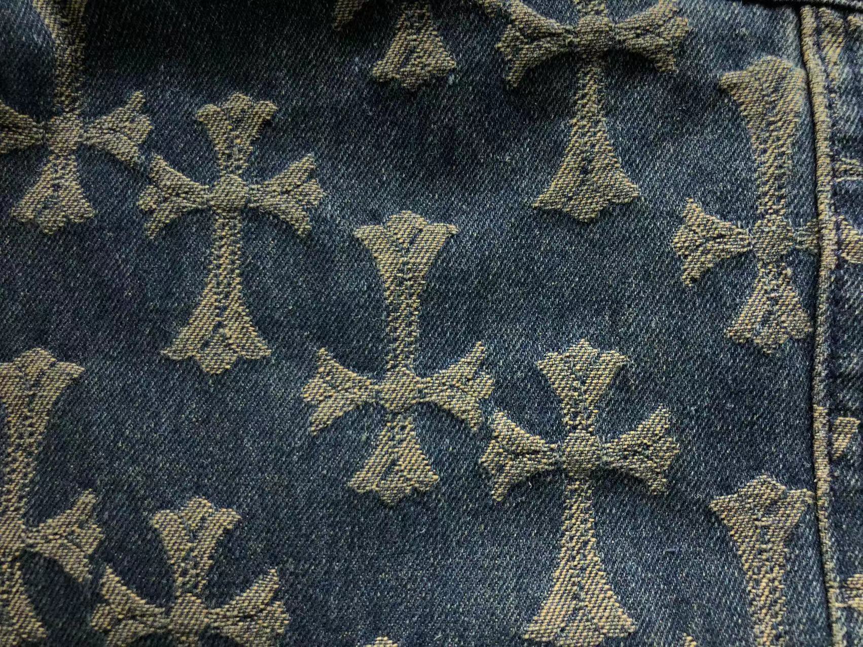 Cross Pattern Dark Denim Baggy Jeans™