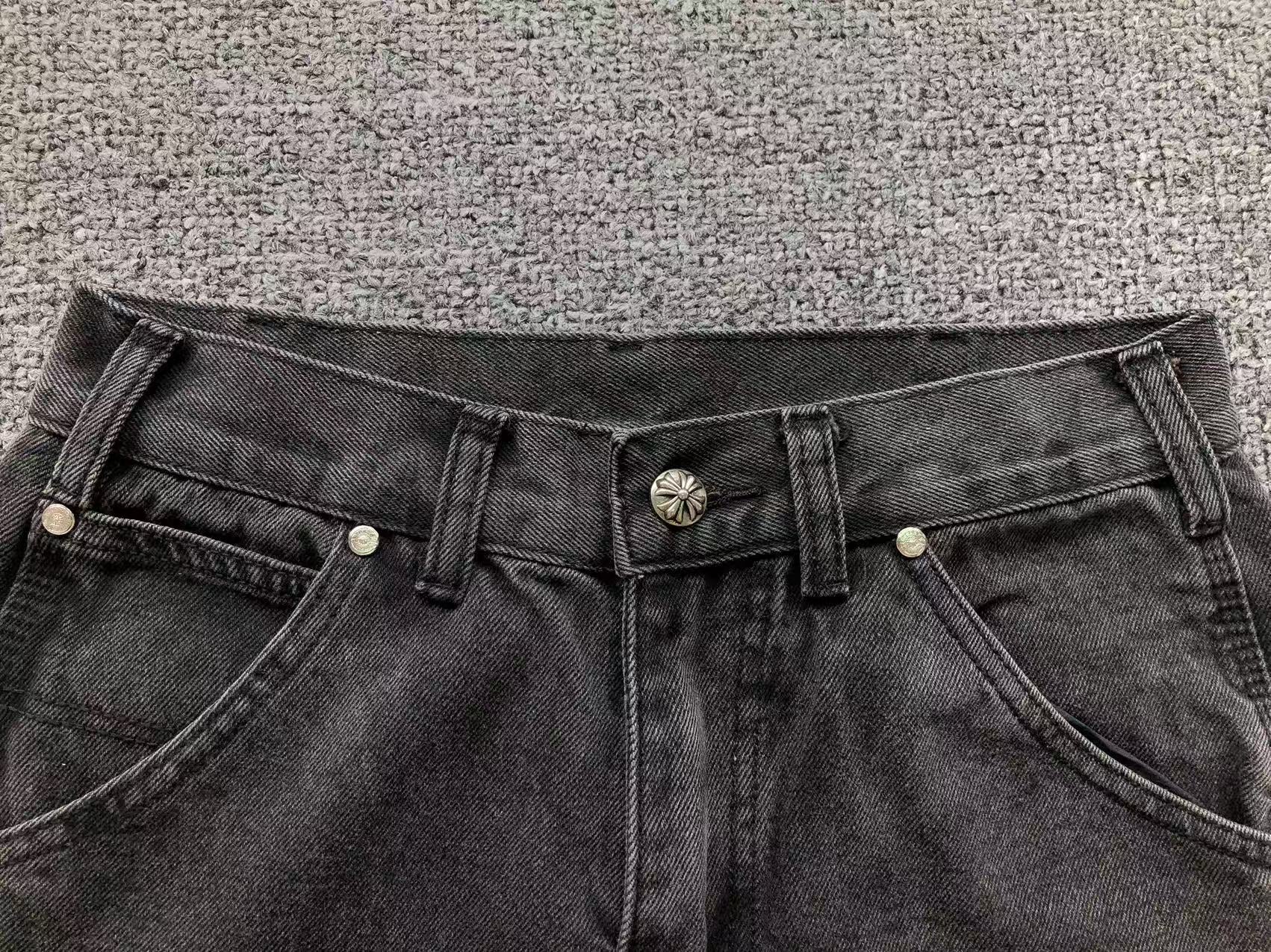 Orange Cross Patch Black Denim Jorts
