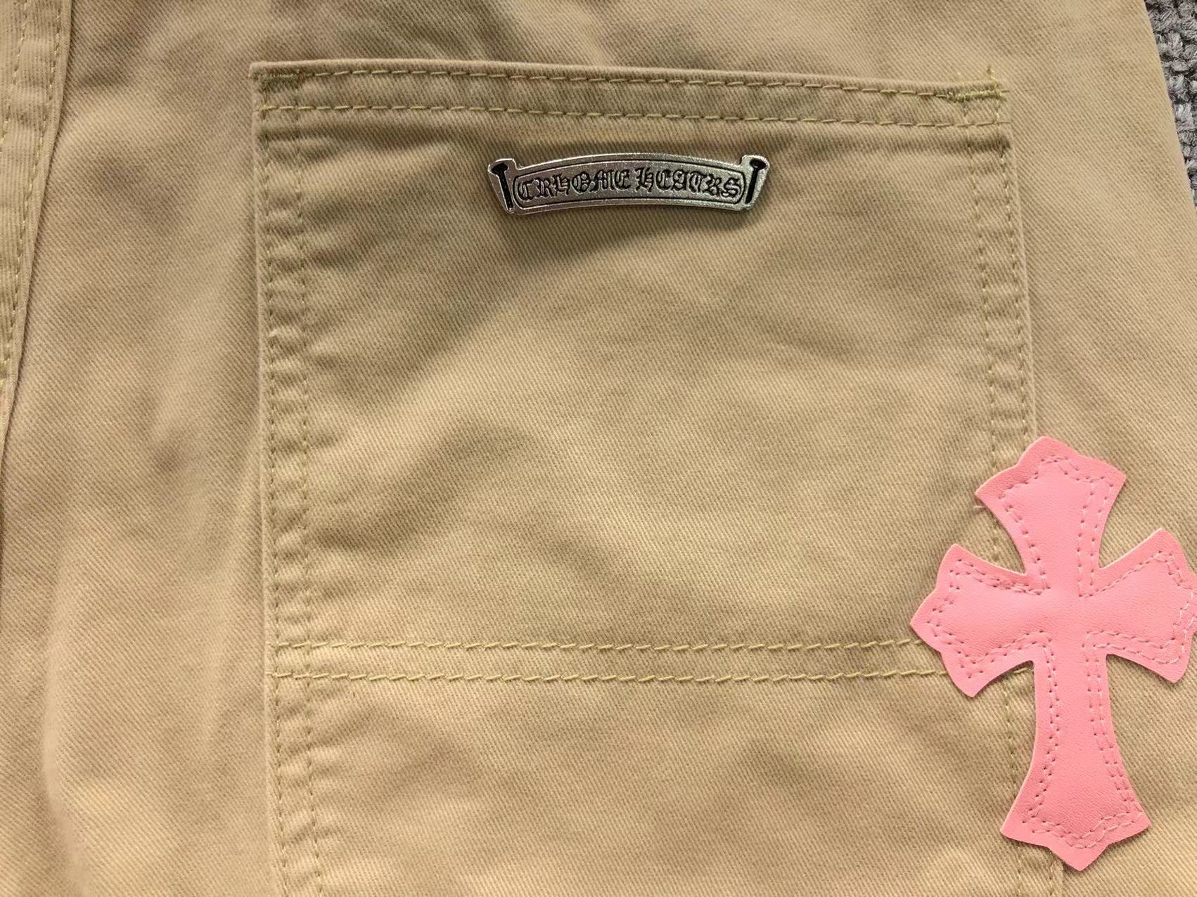Pink & Checkered Cross Patch Beige Carpenter Pants™