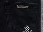 Pink & Checkered Cross Patch Black Denim Jeans™