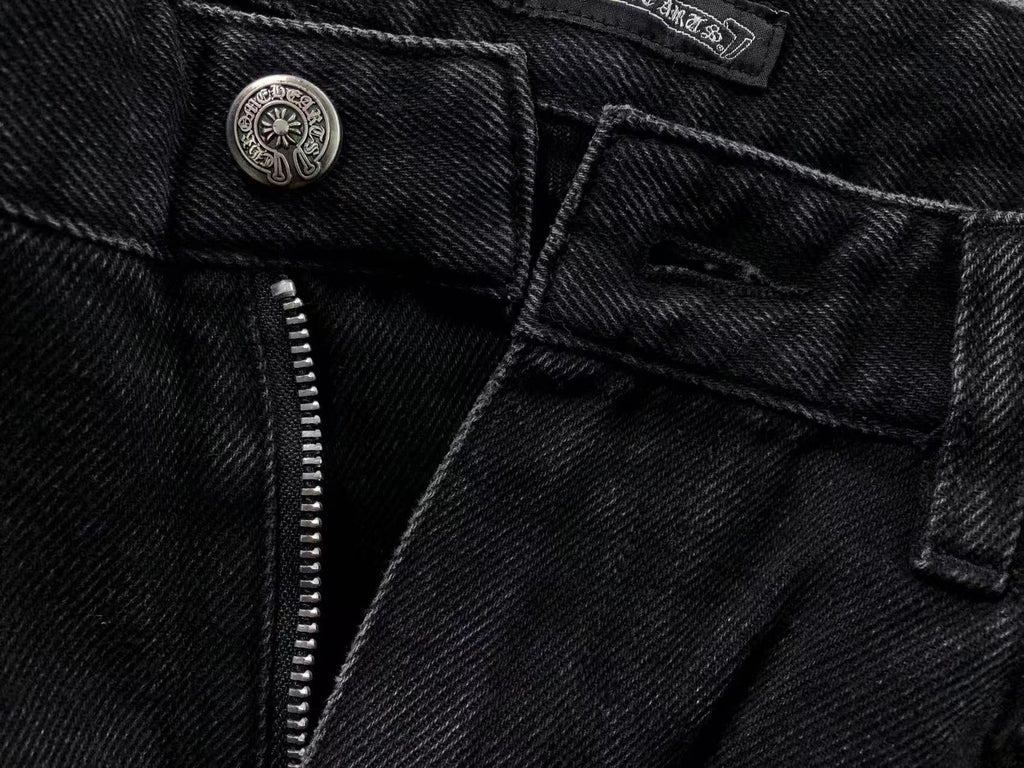 Faded Black Fleur De Lis Baggy Jeans™