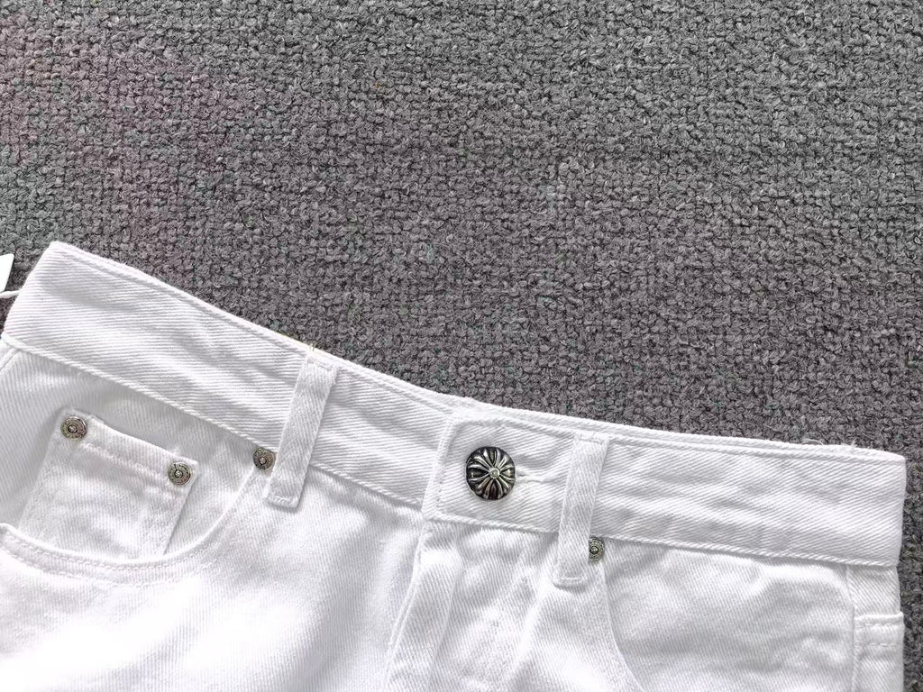 Red & Pink Cross Patch White Denim Jeans™