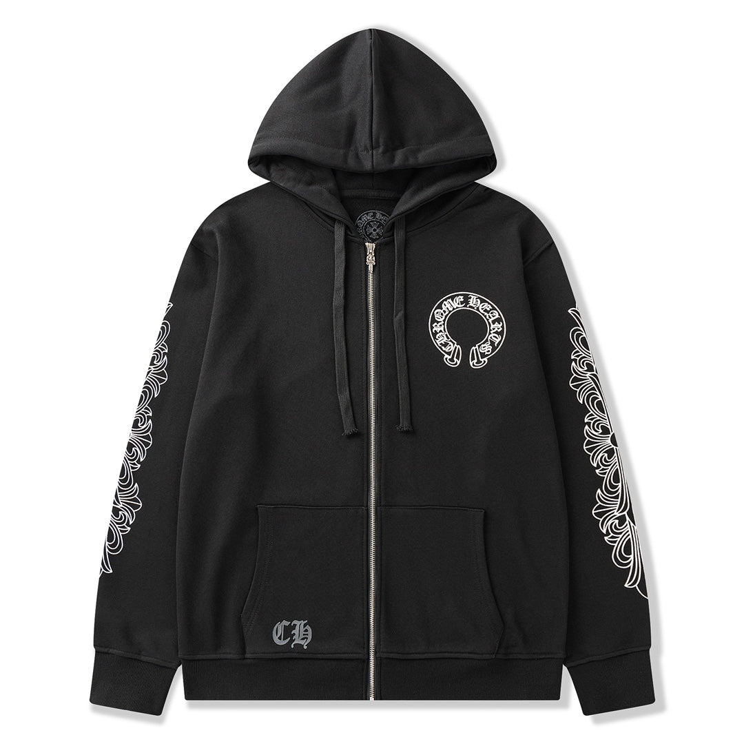 Horseshoe Logo Black Full Zip Hoodie™