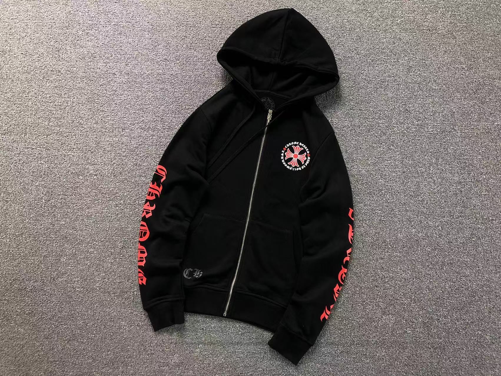 Red Cross Emblem Black Full Zip Hoodie™