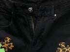 Leopard & Green Cross Patch Black Jeans™