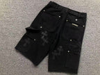 Black Cross Patch Black Jean Shorts™