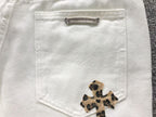 Mattyboy Leopard Cross Patch White Jeans™