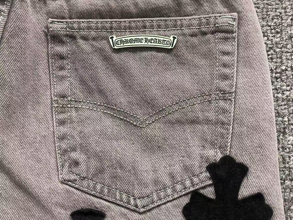 Black Cross Patch Grey Denim Jeans™