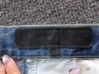 Black Leather Cross Patch Denim Jeans™