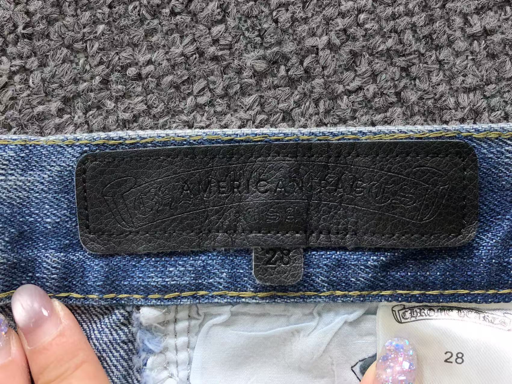 Black Leather Cross Patch Denim Jeans™