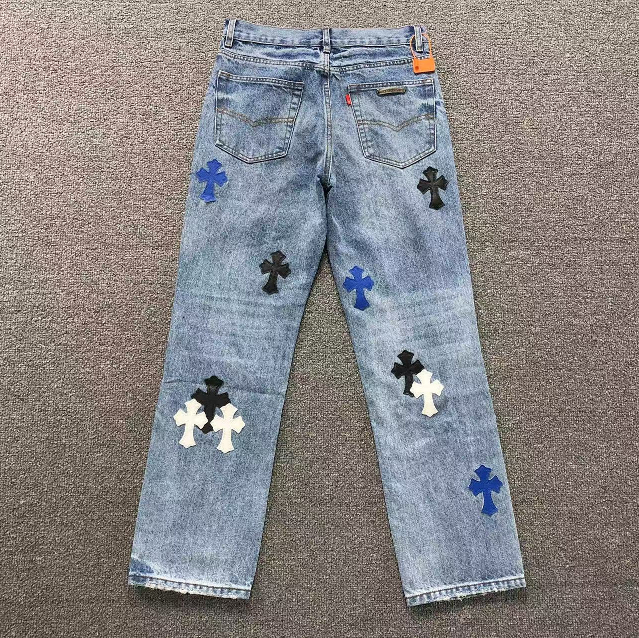 Black White & Blue Cross Patch Denim Jeans™