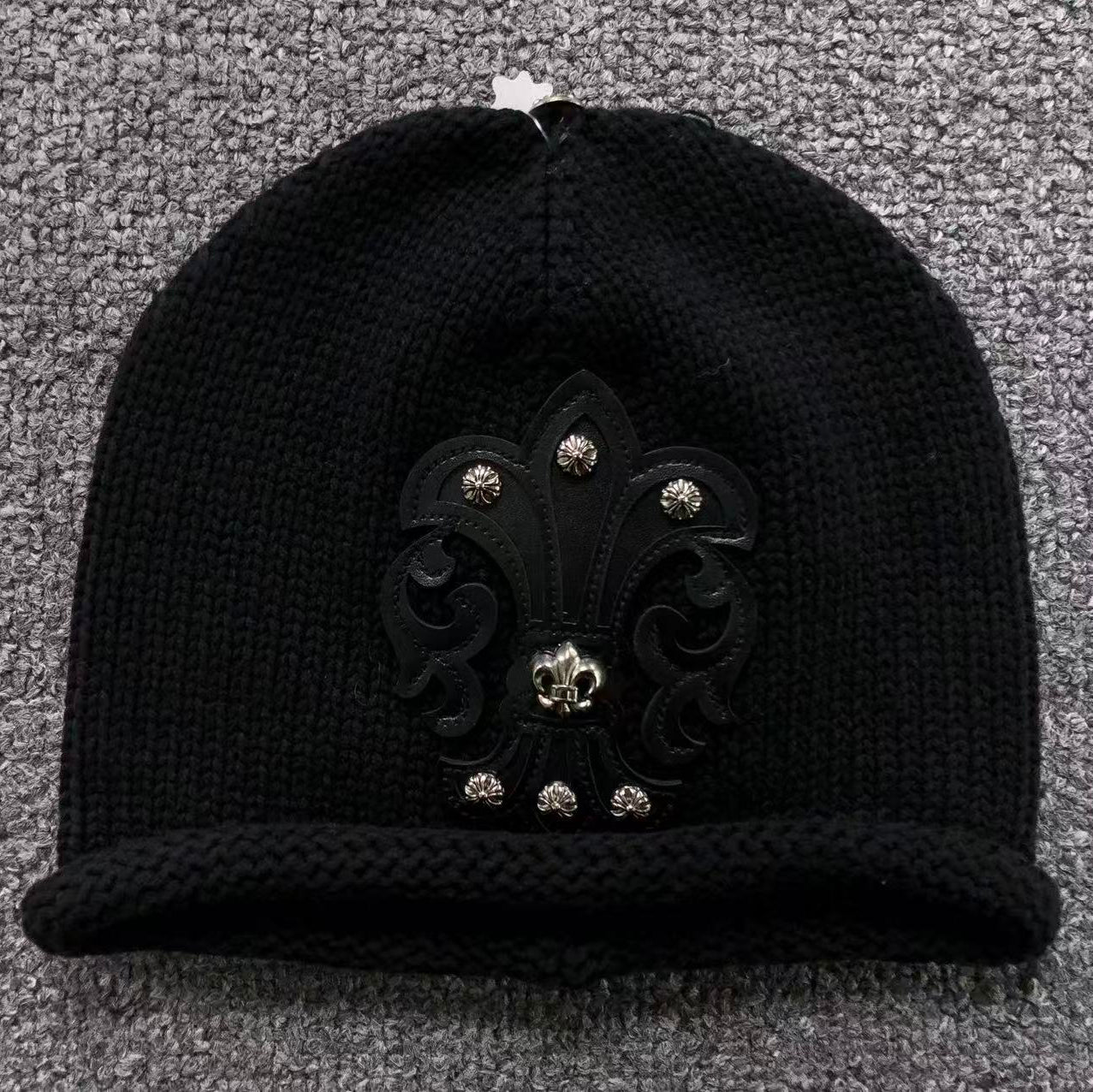Fleur De Lis Black Knit Beanie™