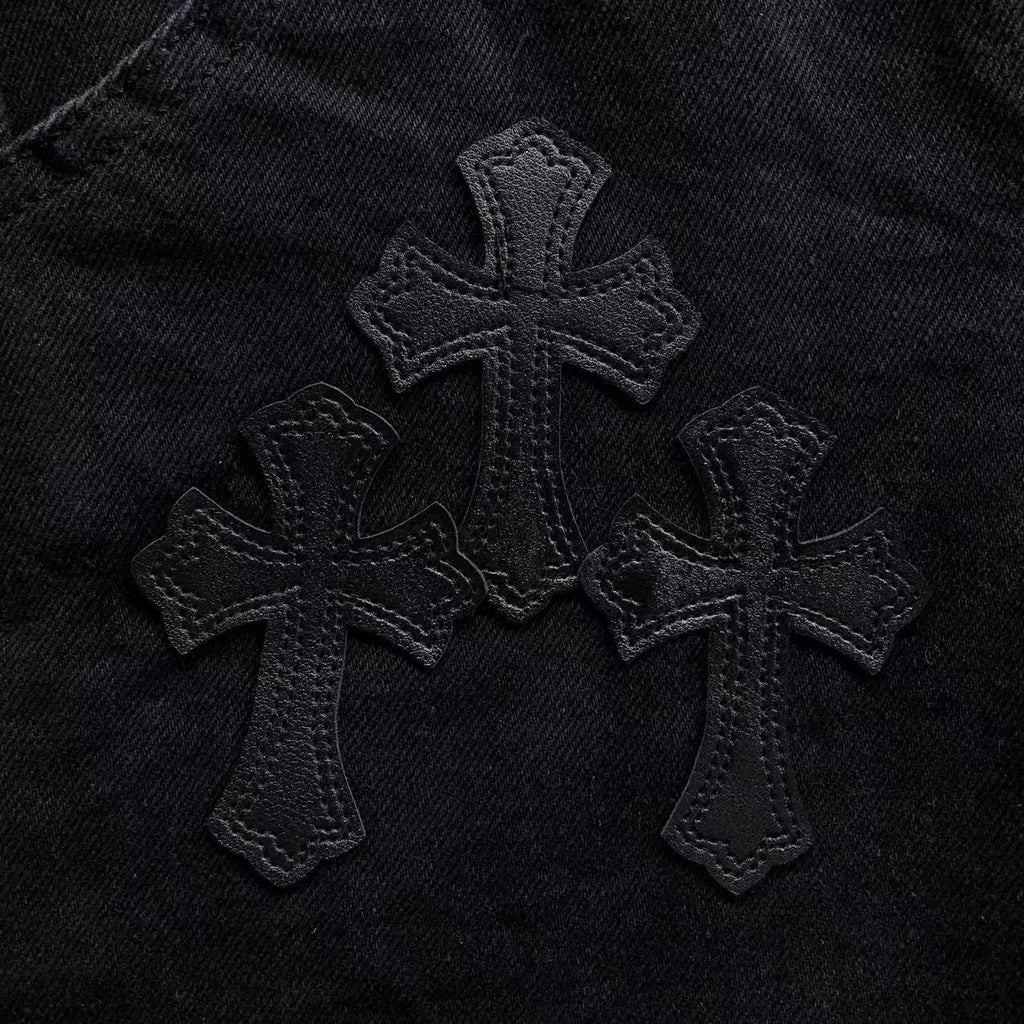 Black Cross Patch Black Jean Shorts™