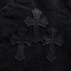 Black Cross Patch Black Jean Shorts™