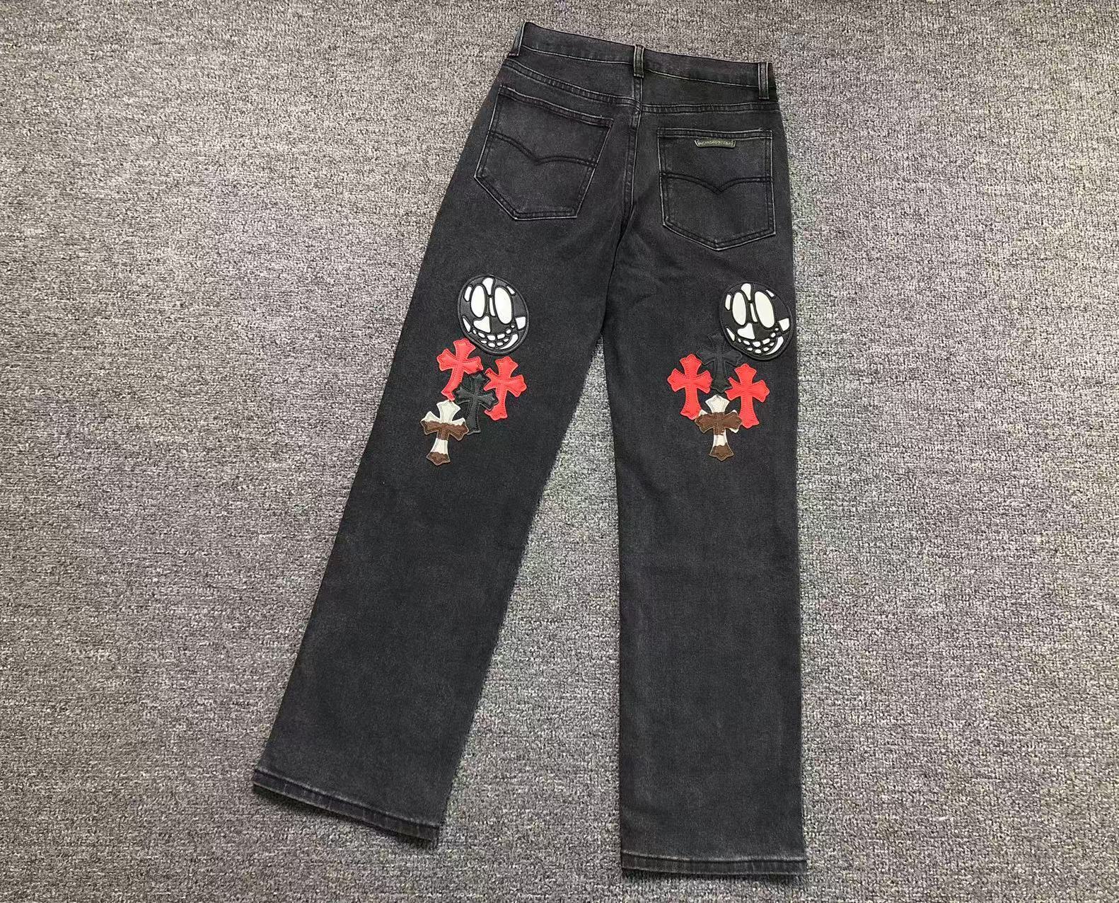 Multi Color Cross & Smiley Patch Denim Jeans™